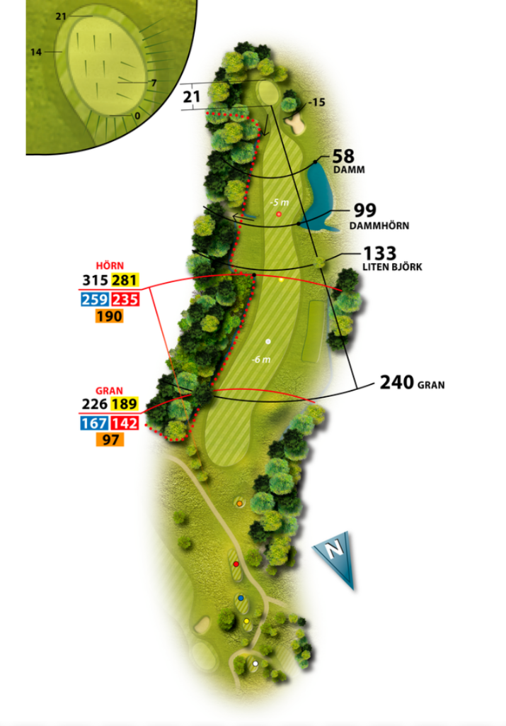 Banguidebild av hål 2 på Vallentuna Golfklubb