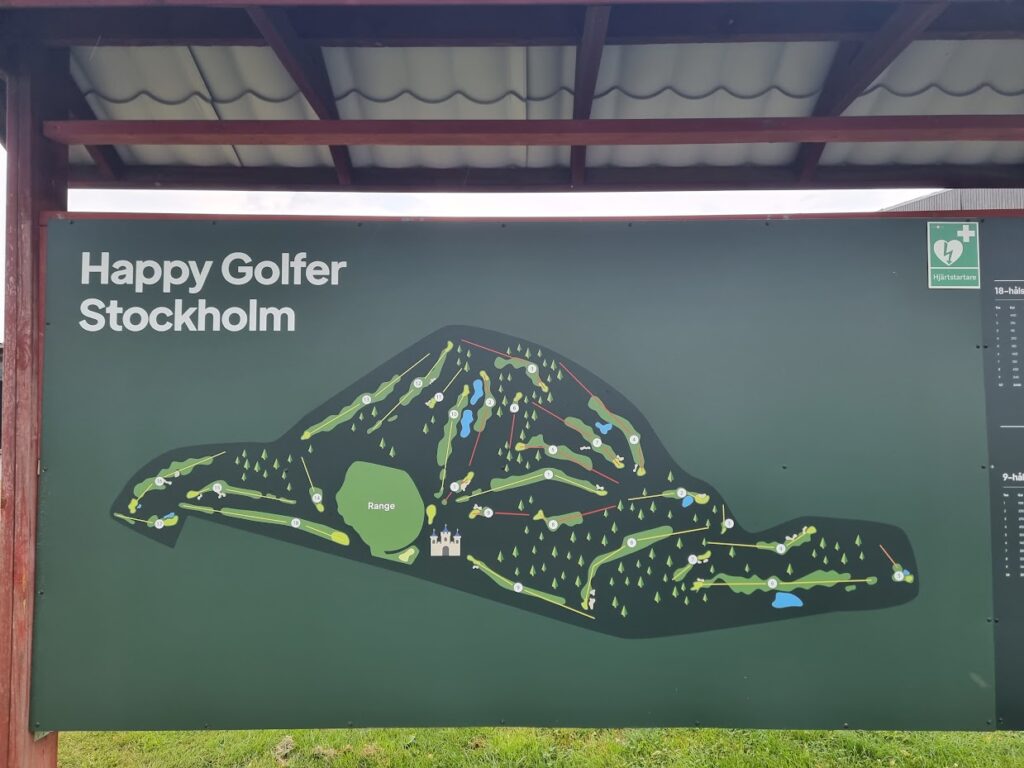 Happy Golfer Stockholm karta och skylt