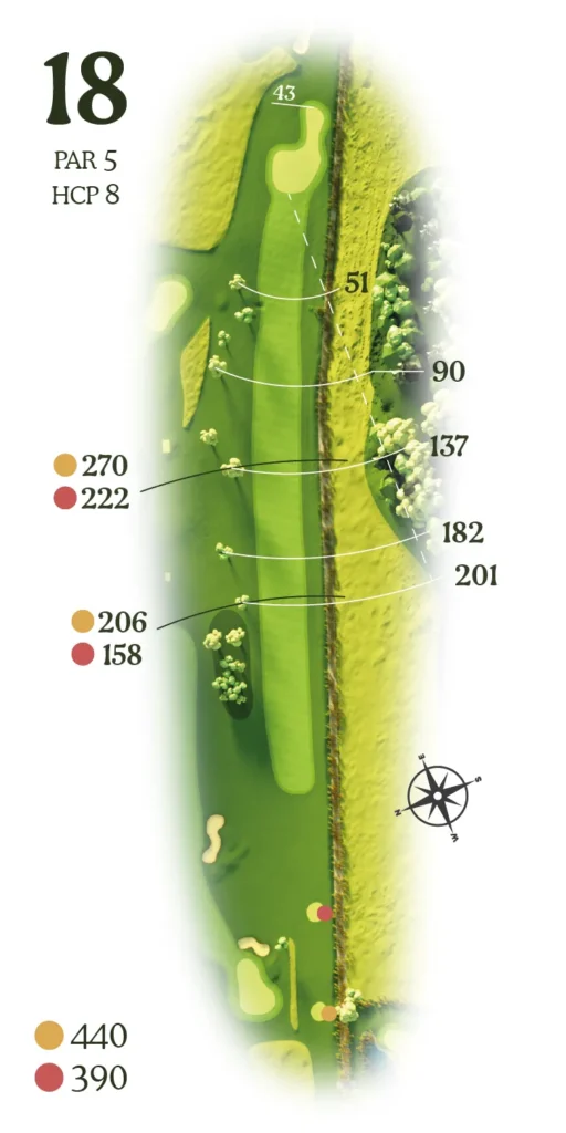 Banguide på Happy Golfer hål 18